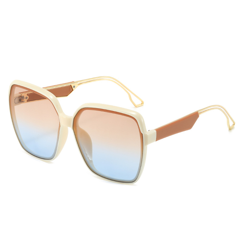 Beige Frame Tea Blue Lens