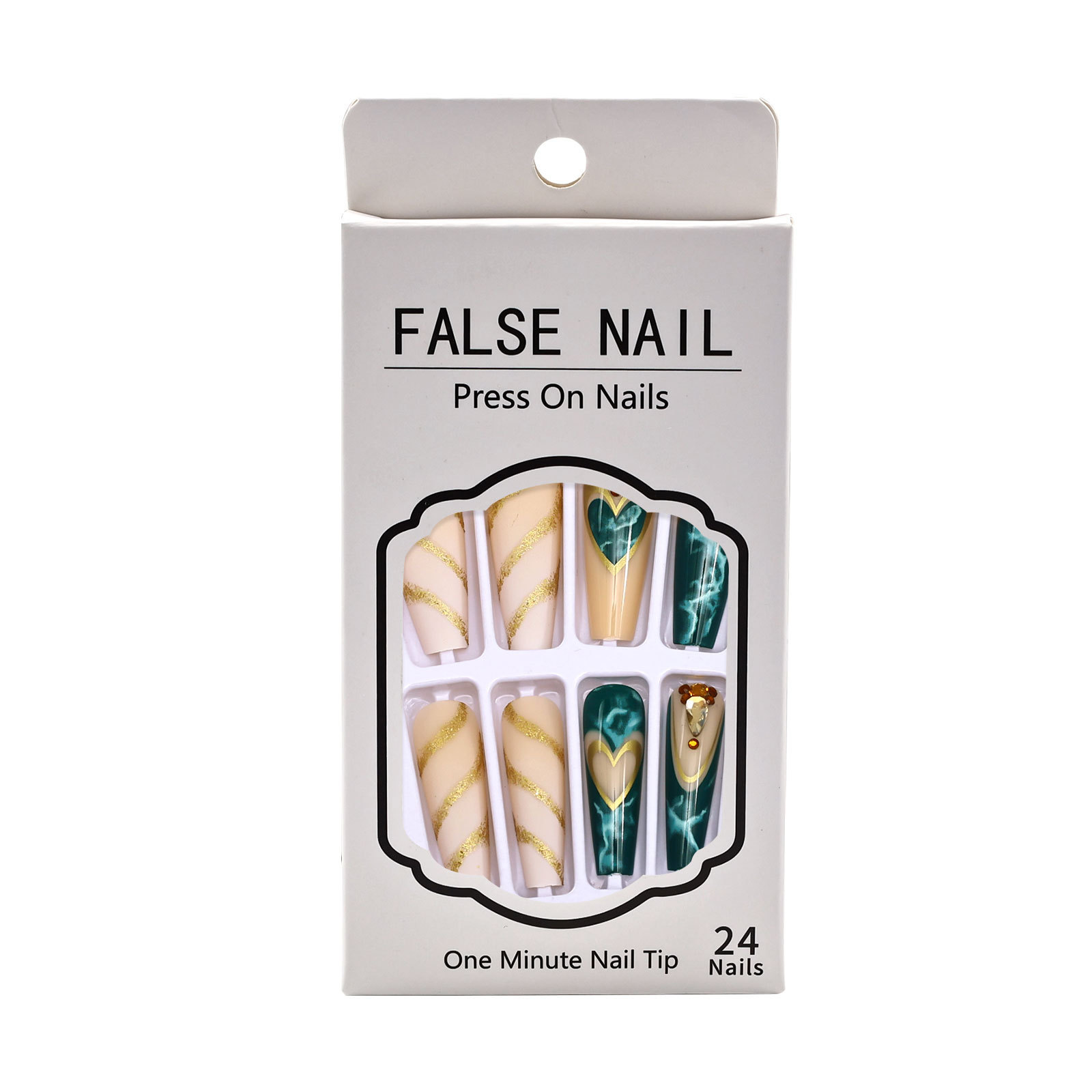 Title 7, Green Blooming Love Tip Manicure Wear Nail Patch