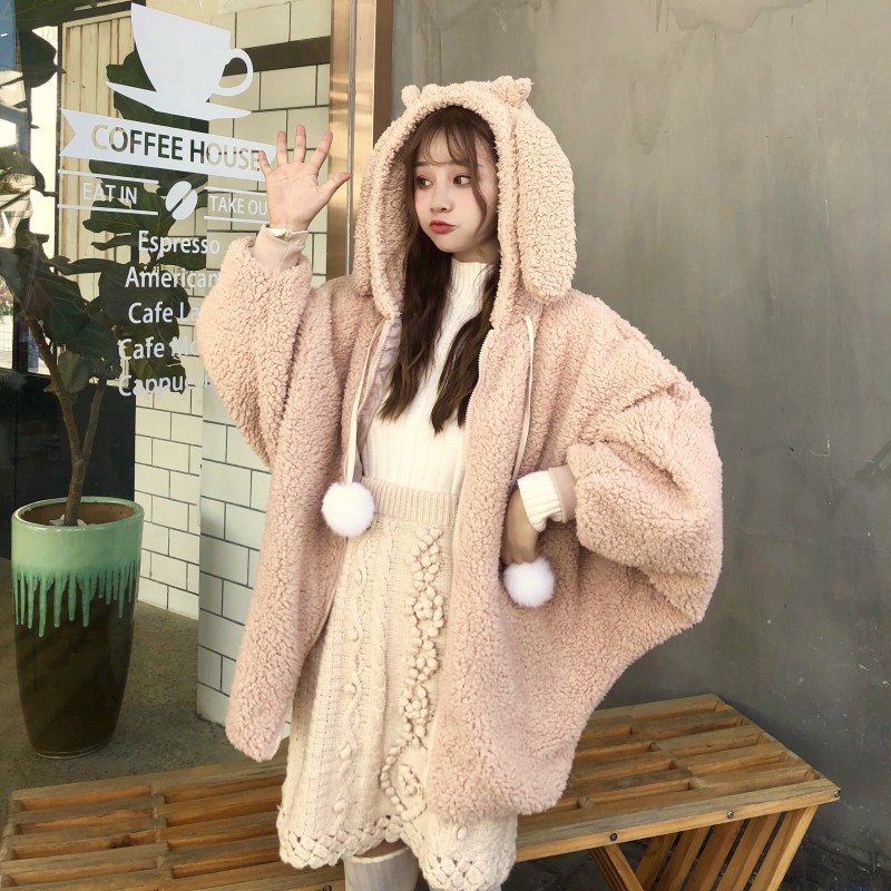 Title 14, Rabbit ears hooded loose sweater women