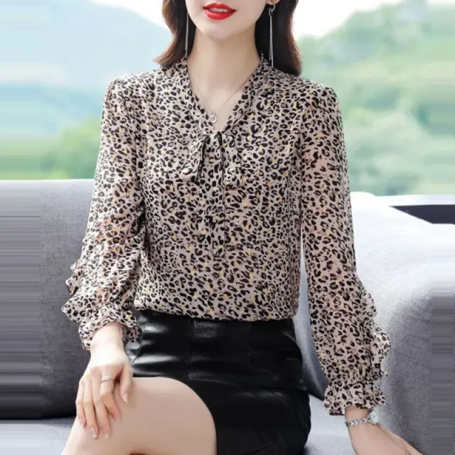 Flab Hiding Slimming Mother Clothes Fashionable Stylish All matching Shirt Leopard - Shop at LoveMi