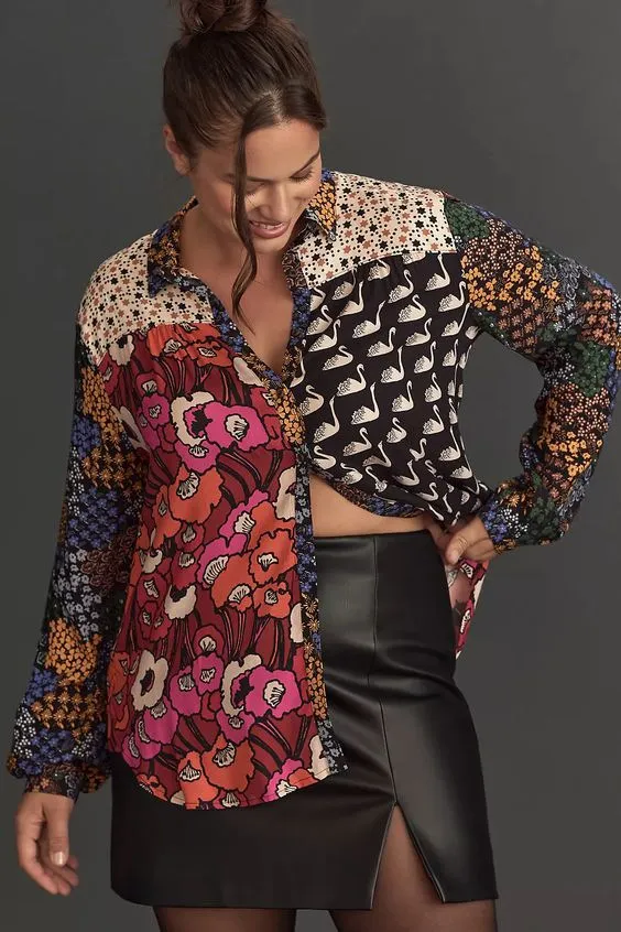 Print Lapel Long Sleeve Shirt Women's Figure 9 - Shop at LoveMi