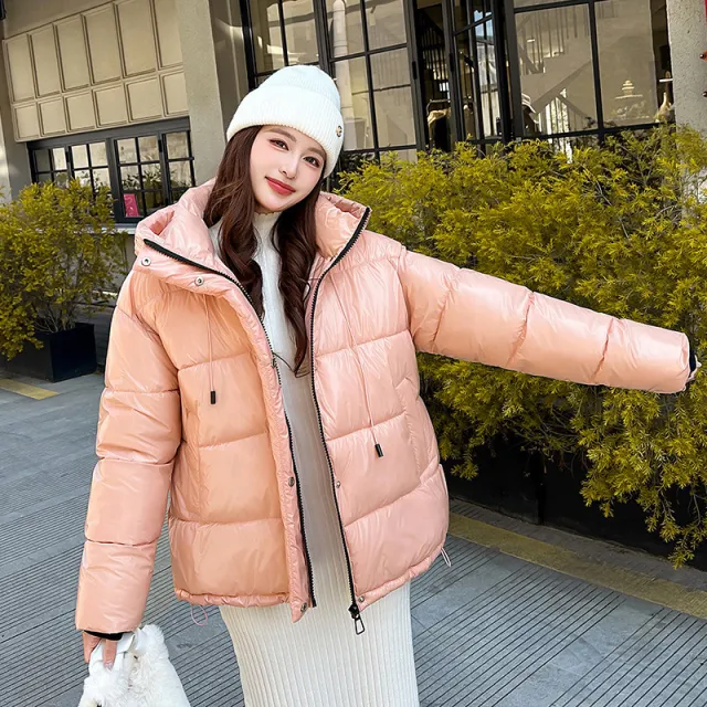 Men's And Women's Short Hood Cotton padded Jacket Pink - Shop at LoveMi