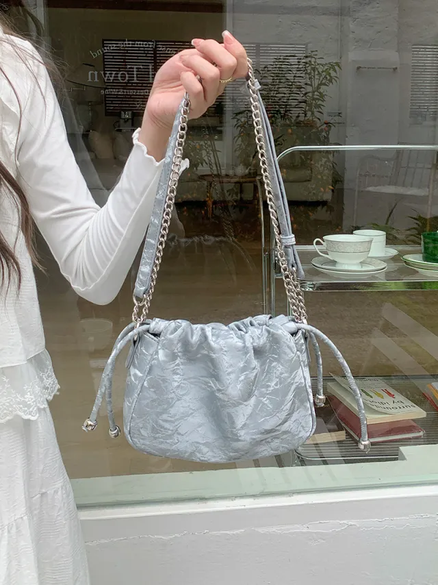 New Pleated Chain Cloud Niche Commuter Summer All matching Crossbody Bag For Women Silver - Shop at LoveMi