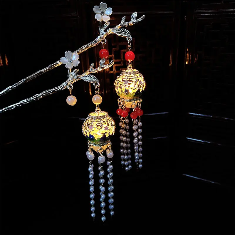 Ancient Landscape Lantern Luminous Hairpin High Sense