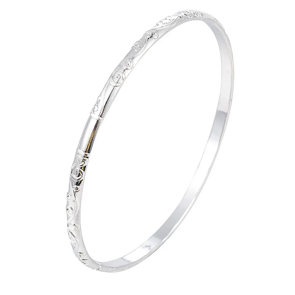 Geometric Circle Pattern Silver Bracelet Suit