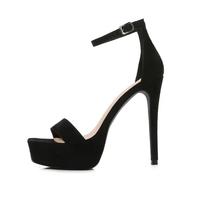 Square Toe Stiletto Heel High Heel Shoes With Bag Heel Fashion Sandals Black - Shop at LoveMi