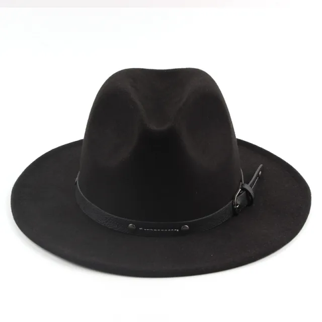 Flat Top Jazz Top Hat Men And Women British Woolen Hat Black - Shop at LoveMi
