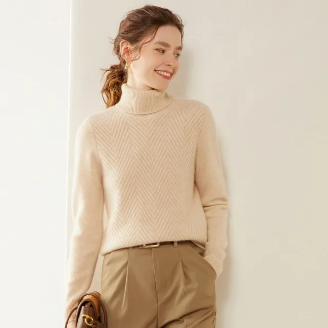 Knitted Cashmere Casual All matching Fashion Pullover Bottoming Sweater Rice - Shop at LoveMi