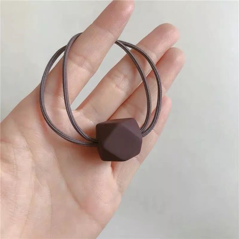 Simple Moradi Color Hair Elastic Band Adult Fashion Temperament Octagonal Beads Hair Ring Mo Red - Shop at LoveMi