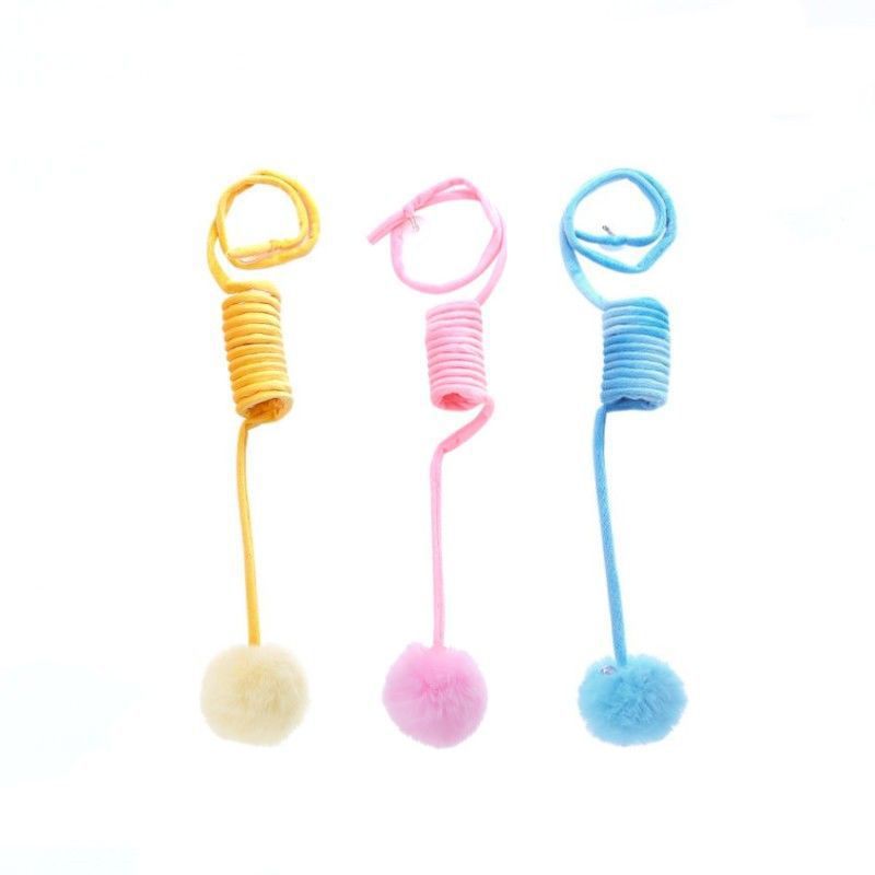 Cat Toy Suction Cup Spring Rabbit Fur Ball Retractable Elastic Rope Bite-Resistant Self-Entertainment Interactive Cat Teaser Pet Supplies