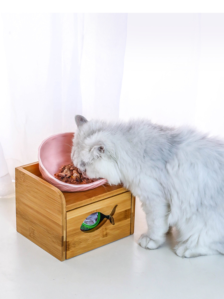 Title 4, Tigela de cerâmica para gatos com pescoço incli...