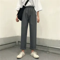 Elastic High Waist All-matching Loose Straight Casual Pants For Women - Grey - View 1