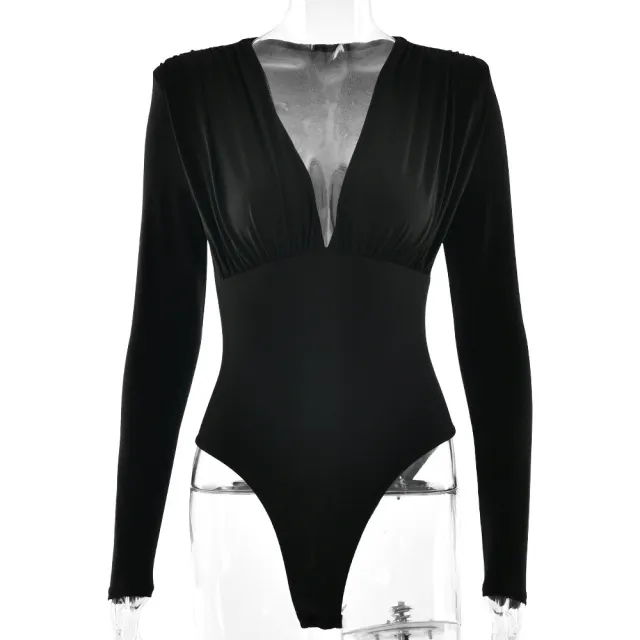 New Women's Deep V neck Long sleeved Jumpsuit Black - Shop at LoveMi