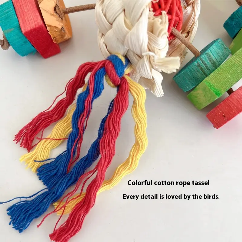 Educational Natural Material Nibbling String Bird Cage Decorative Color Pendant