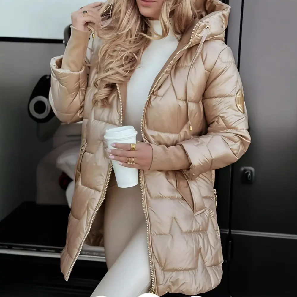 Elegant Winter Hooded Down Jacket Cardigan Coat