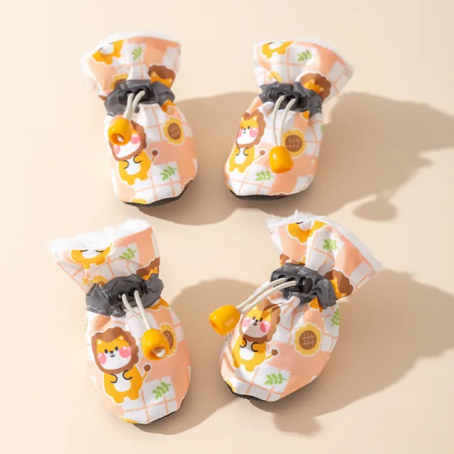 Plaid Soft Soled Velvet Warm Pet Dog Shoes Sunflower Lion - Shop at LoveMi