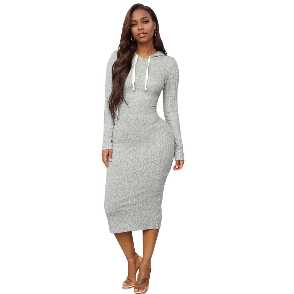 Autumn And Winter High waisted Fashion Casual Slim fit Long Skirt Gray - Shop at LoveMi