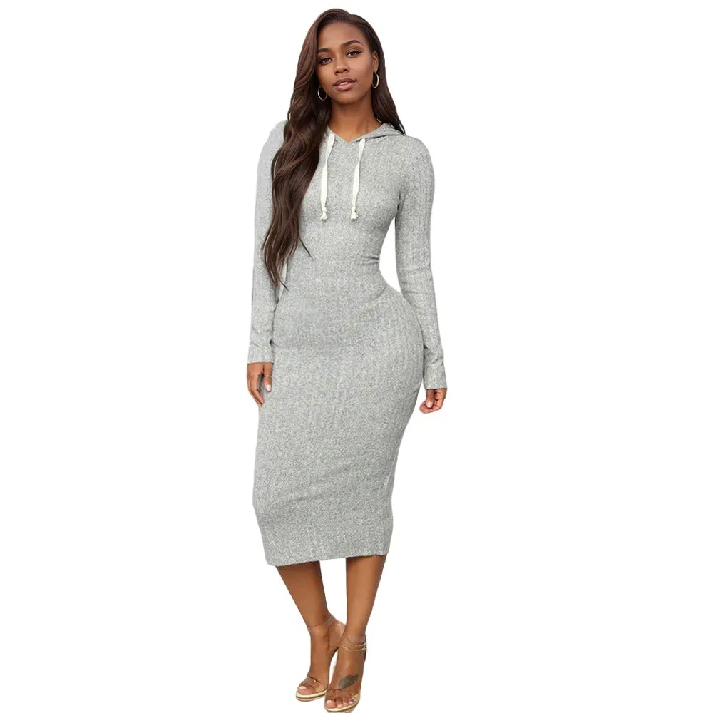Autumn And Winter High-waisted Fashion Casual Slim-fit Long Skirt - Gray