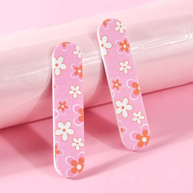 Color Mini 9cm Nail File Printing Double sided EVA Pink Flowers - Shop at LoveMi