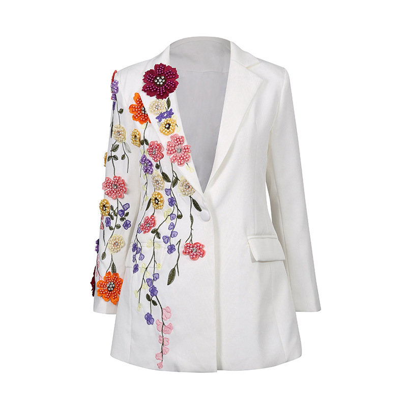 Elegant Womens Suit With 3D Floral Embroidery