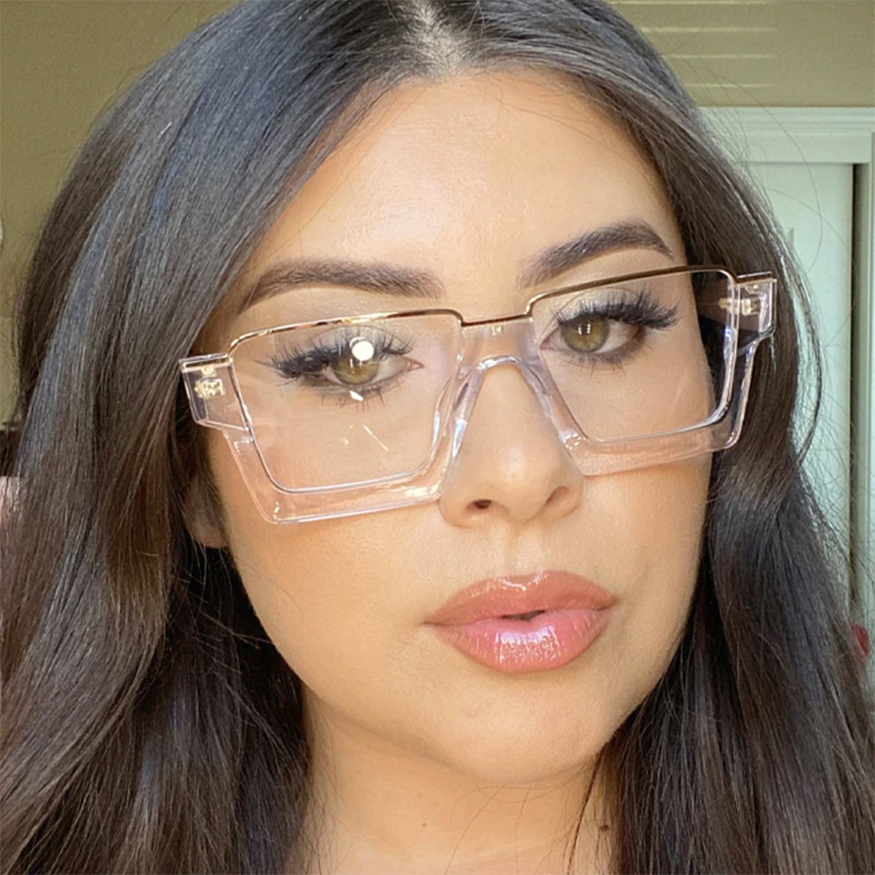 Retro Simple Versatile Artistic Lower Semi-rimless Square Plain Glasses - Image 12