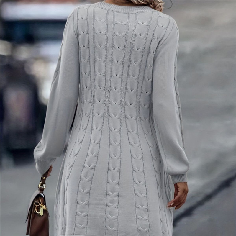 Knitted V-neck Sheath Slim Fit Sweater Dress