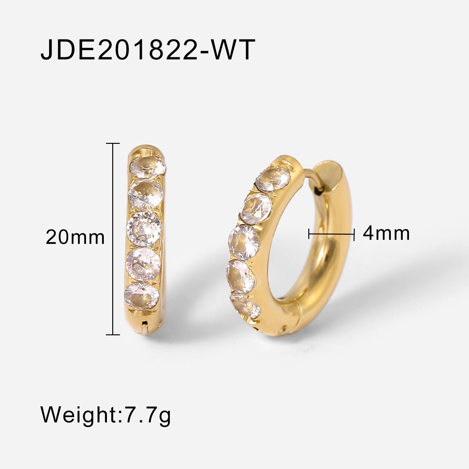 Women's 18K Gold Plated Stainless Steel Round Zircon Earrings