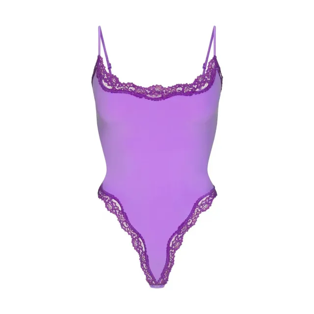 Strap Lace Base One piece Open Crotch Comfortable Dark Violet M - Shop at LoveMi
