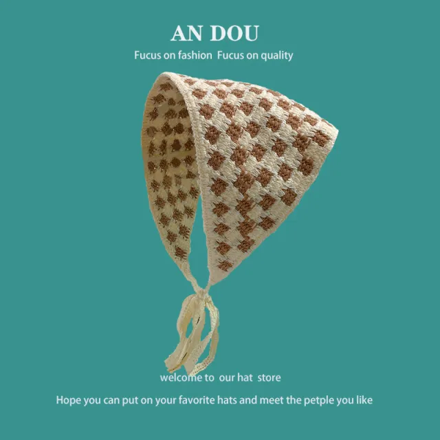 Spring And Autumn Fashion Knitted Crocheted Hollow Triangular Binder Women Beige Plaid - Shop at LoveMi