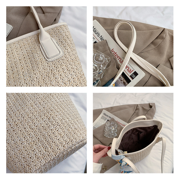 Title 2, Womens straw handbag, large capacity, simple s...