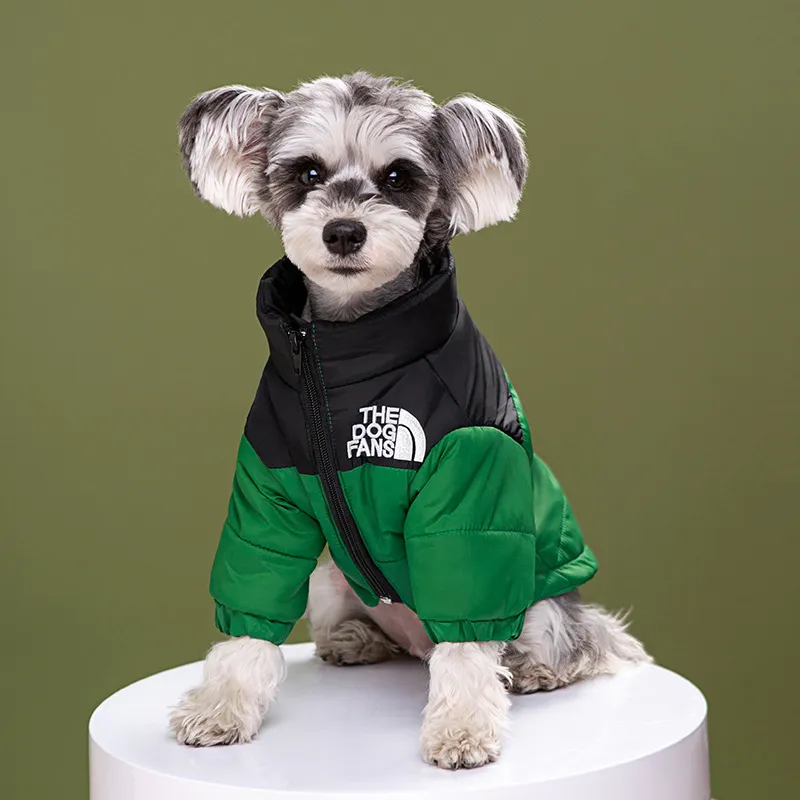 Pet Clothes Trendy Brand Dog Face Cotton Clothes Windproof And Rainproof Shell Jacket - Green