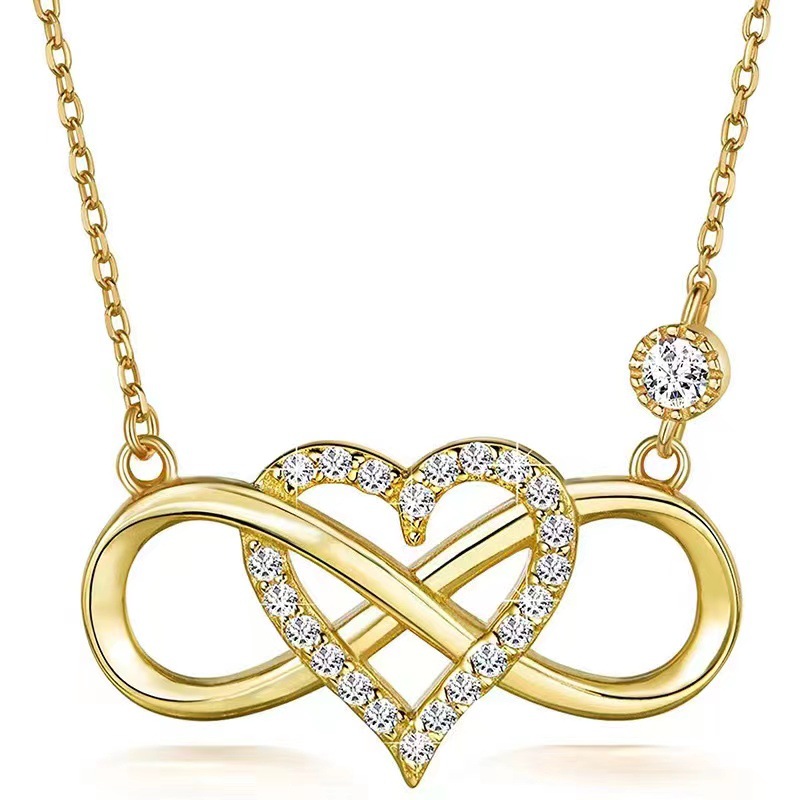 S925 Sterling Silver 8 Words Infinite Heart Necklace Female Source Factory