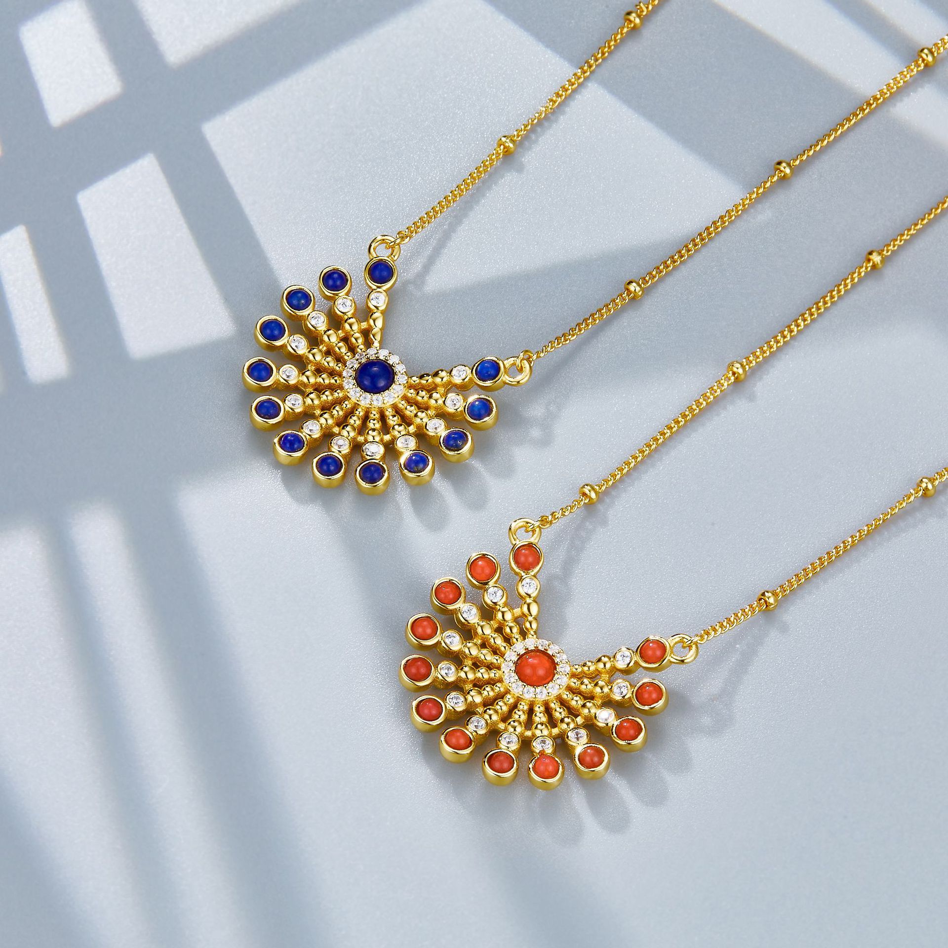 Silver Natural Lapis Lazuli South Red Necklace