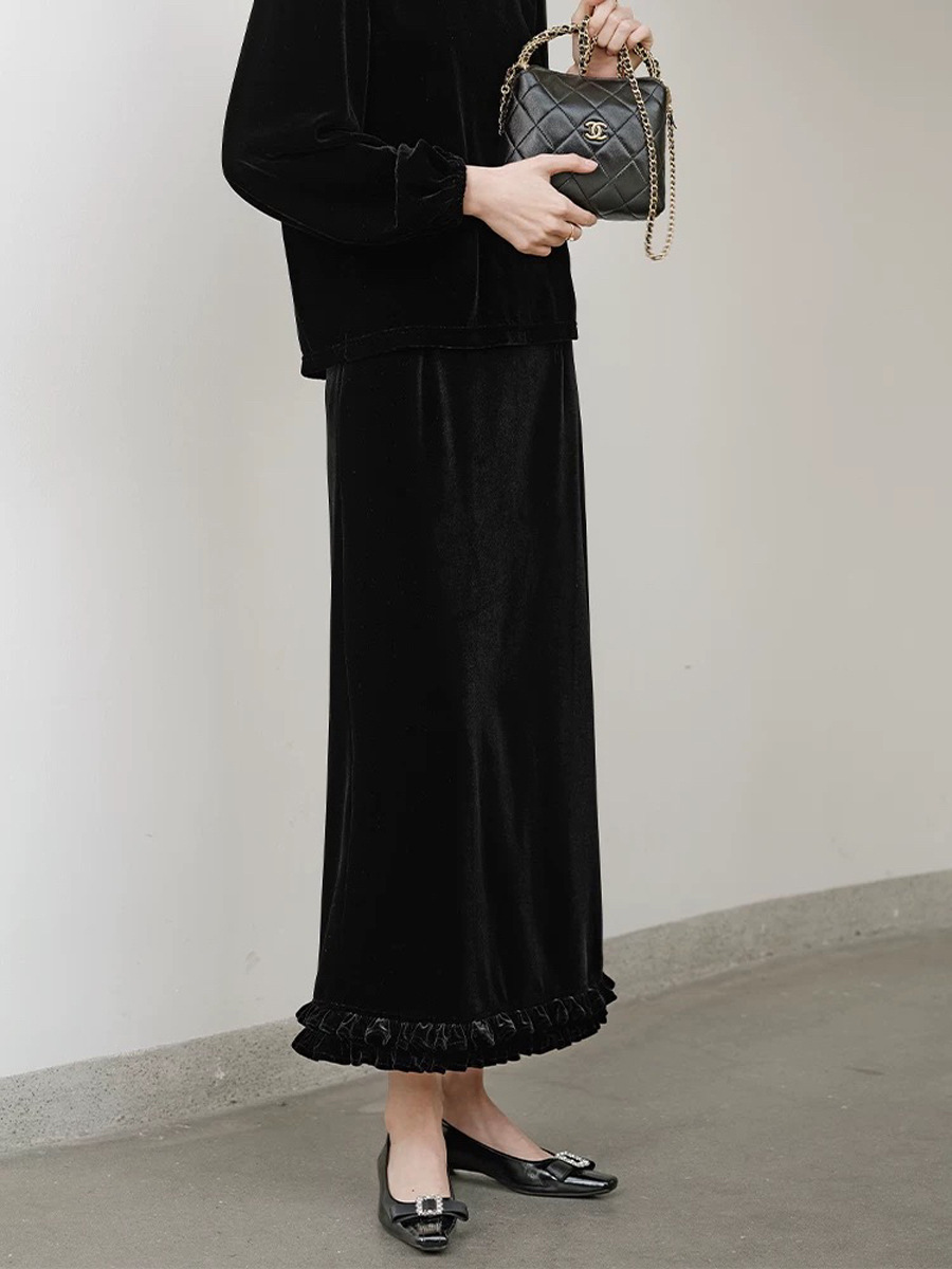 Ruffled Hem Long Skirt, picture 3 of 6
