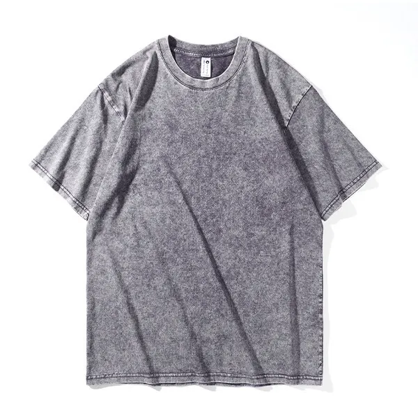 Japanese style Retro Washed Old Snowflake Cotton Short Sleeve Women Iron Gray - Shop at LoveMi
