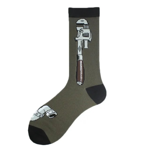Men's Mid calf Cotton Socks Jacquard Couple Sex Socks 2Style - Shop at LoveMi