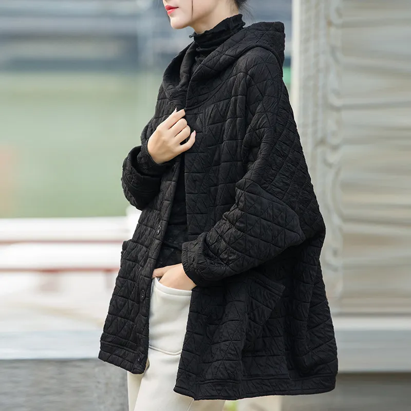 Women's Heavy Industry Geometric Quilted Plaid Puffer Jacket - Black