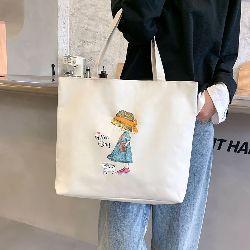 Women's Canvas Bag New Shoulder Handbag Student Tote One Piece — foto 50