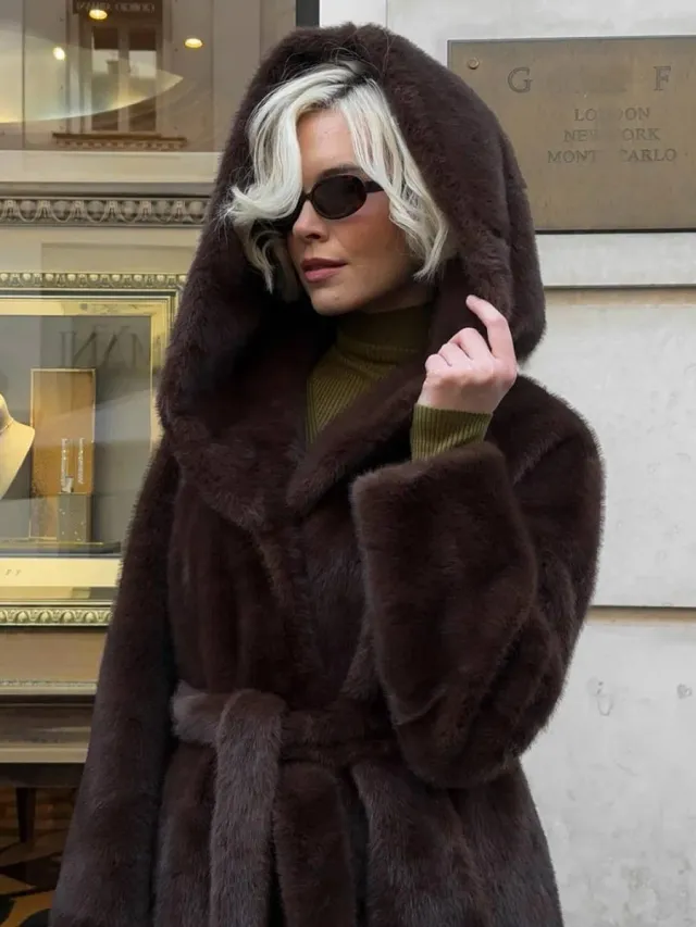 Long Hooded Coat For Women Brown - Shop at LoveMi
