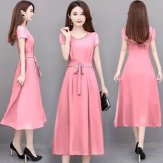Womens Fitted Figure-flattering Short-sleeve Dress