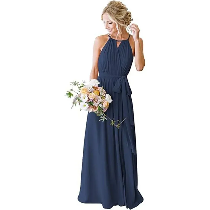 European And American Style Women Strap Chiffon Bridesmaid Dress Long - Picture Color 15