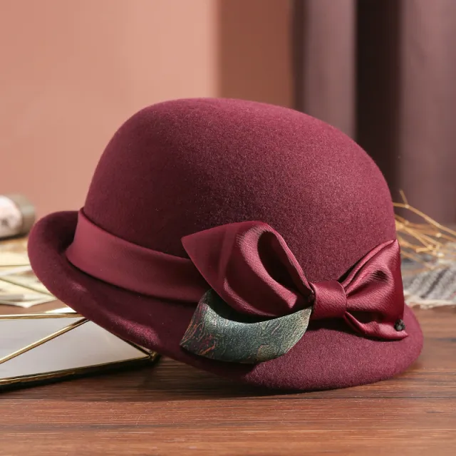 New Warm Woolen Bucket Hat Women's Fashion Hat Wine Red - Shop at LoveMi