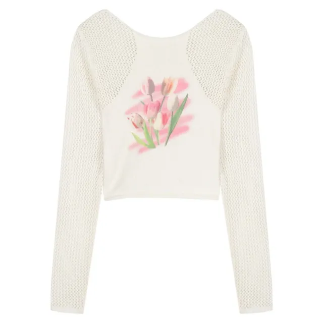 Women's Retro Long sleeved Knitted Blouse White - Shop at LoveMi