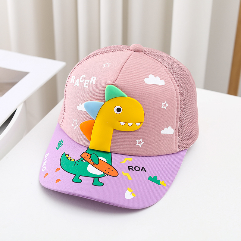 Childrens Baseball Cap With A 3D Embossed Dinosaur Print And Adhesive Seams