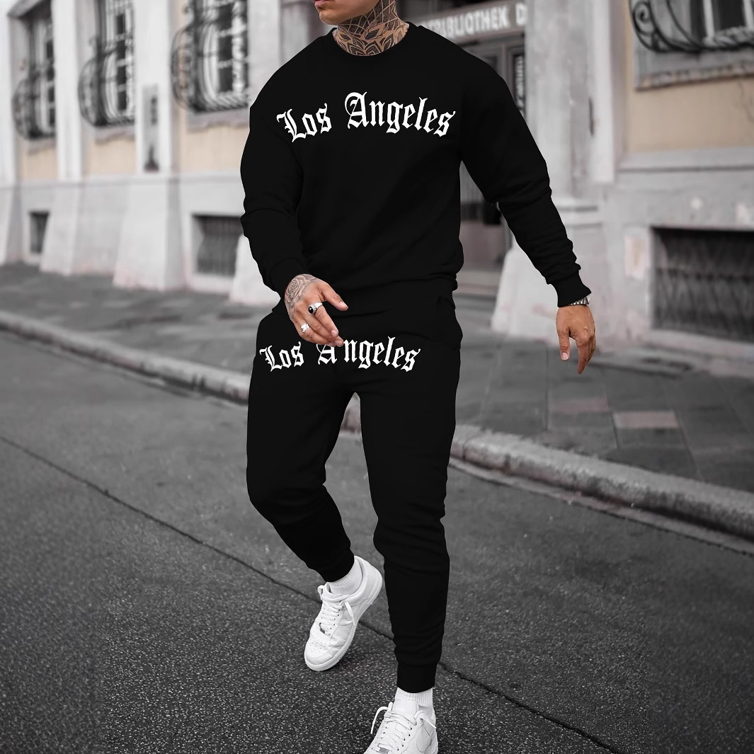 $13.12 Sports Men's Clothing Casual Retro Digital Printed Round Neck Sweater Suit