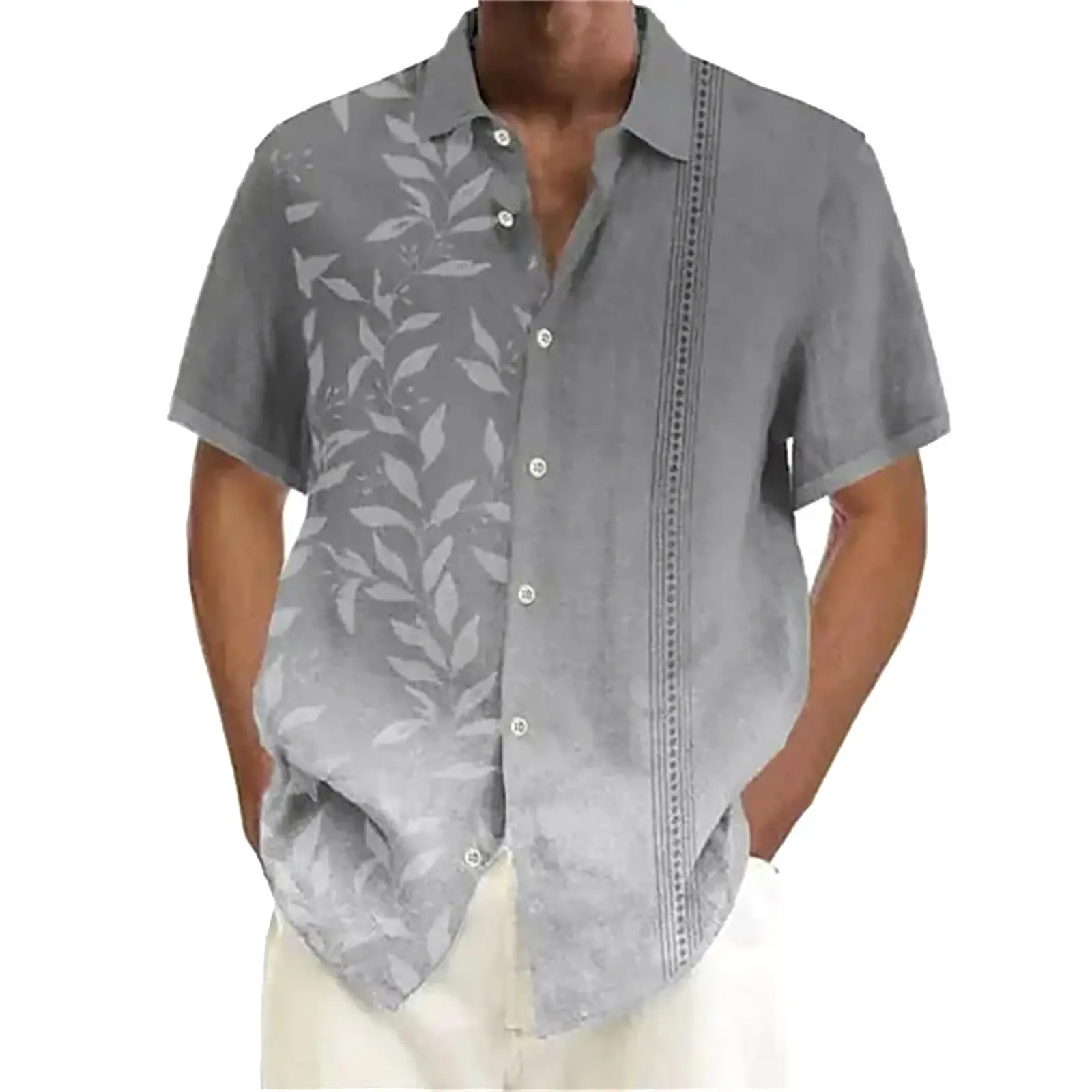 Summer New Plus Size Men's Fashion Digital Printing Short Sleeve Shirt
