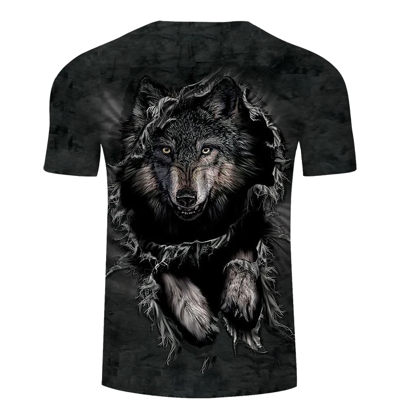 Title 3, Top Wolf 3D-Druck T-Shirt Tide Herren kurzarm l...