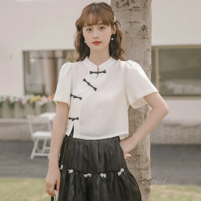 Buckle Short Top Women's Summer Shirt Beige Apricot - Shop at LoveMi