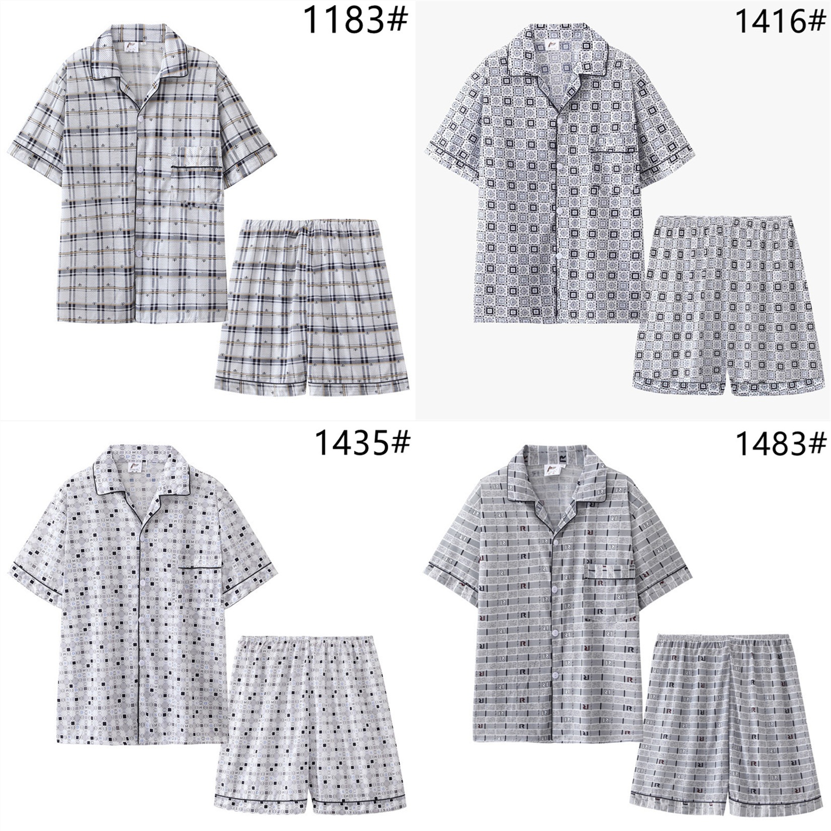 Summer Fashion Plaid Pajamas Mens Short-Sleeve Shorts