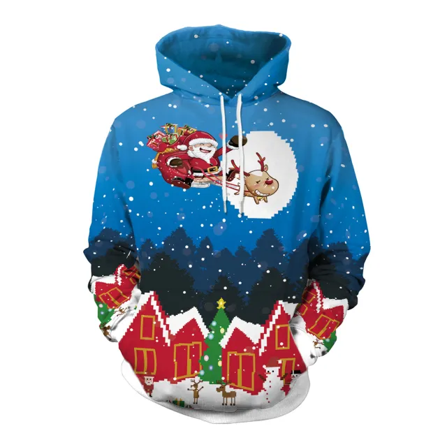 Women's Christmas Loose Versatile Hooded Creative Digital Printing Sweater Sb101 036 - Shop at LoveMi